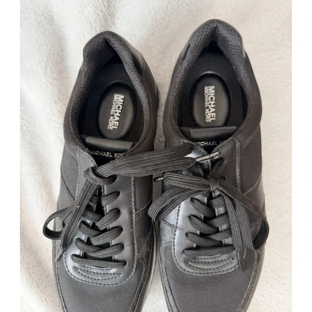 Michael Kors Andi Canvas signature logo trainer sz 7 Black Shoes Sneakers